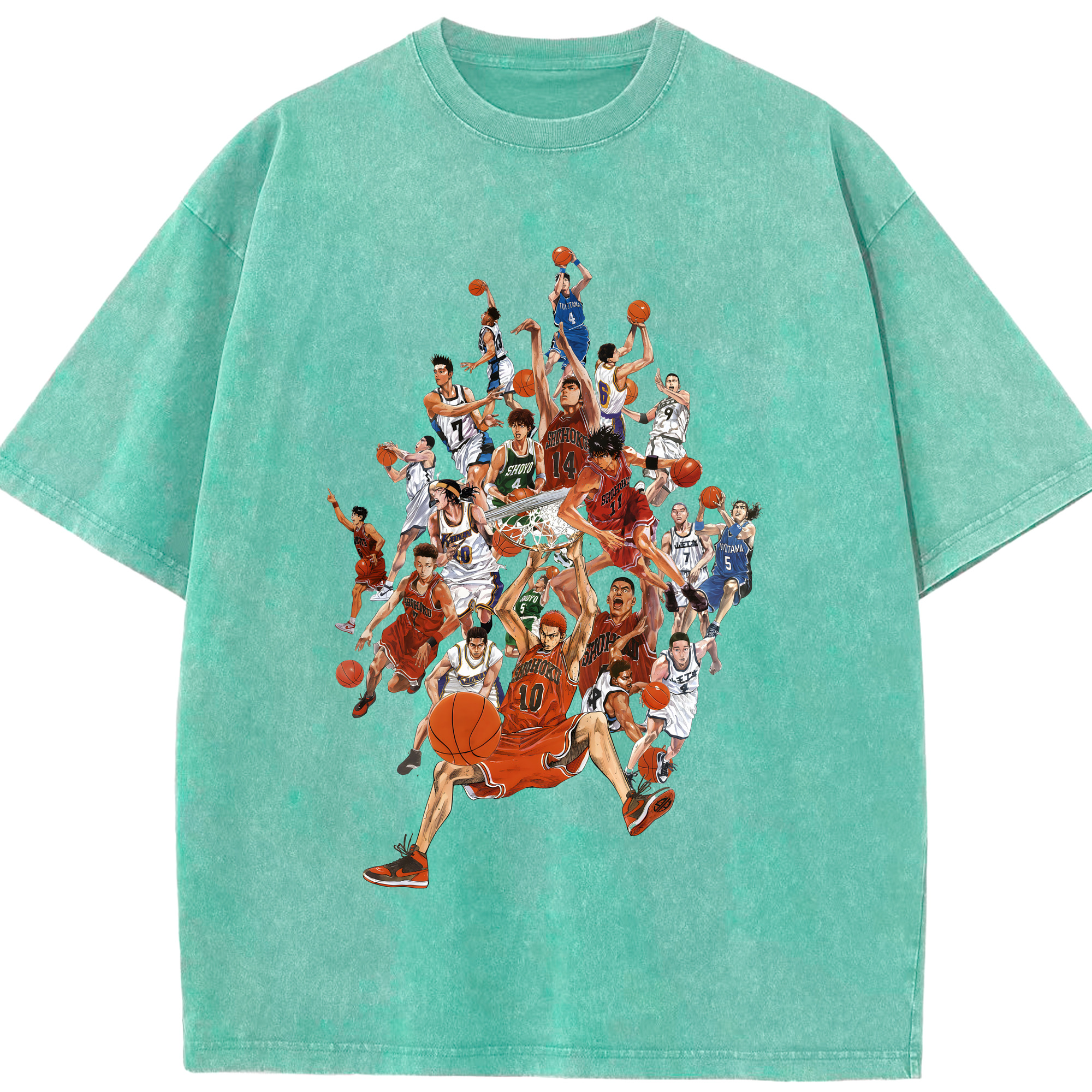 （画像用） SLAM DUNK／スラムダンク 綿100% ヴィンテージ風 半袖Tシャツ（フロントプリント）